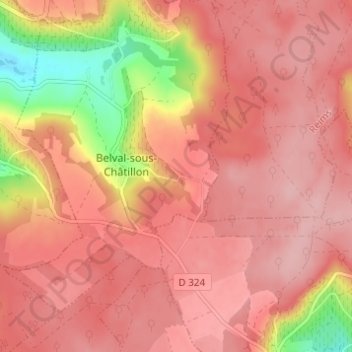 Mapa topográfico La Poterne, altitud, relieve