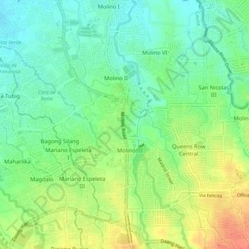 Mapa topográfico Molino 3, altitud, relieve