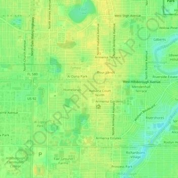 Mapa topográfico Avondale, altitud, relieve