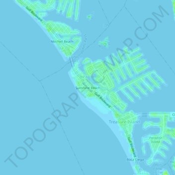 Mapa topográfico Sunshine Beach, altitud, relieve