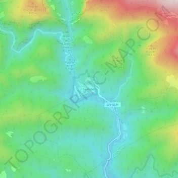Mapa topográfico Sadernes, altitud, relieve