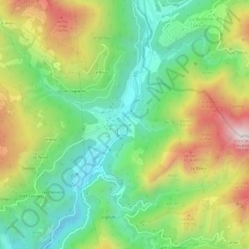 Mapa topográfico Le Village, altitud, relieve