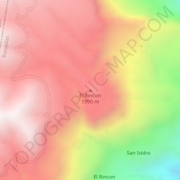 Mapa topográfico El Rincon, altitud, relieve