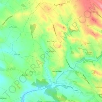 Mapa topográfico La Jonquière, altitud, relieve