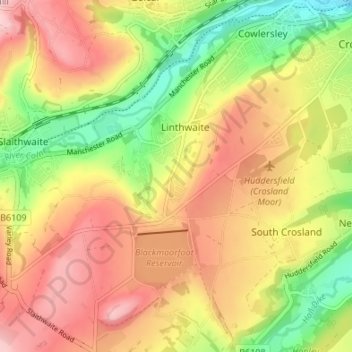 Mapa topográfico Heights, altitud, relieve