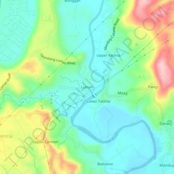 Mapa topográfico Luman, altitud, relieve