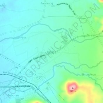 Mapa topográfico Batang, altitud, relieve