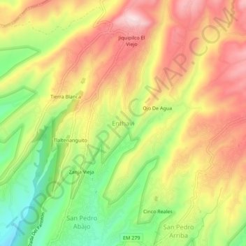 Mapa topográfico Enthavi, altitud, relieve