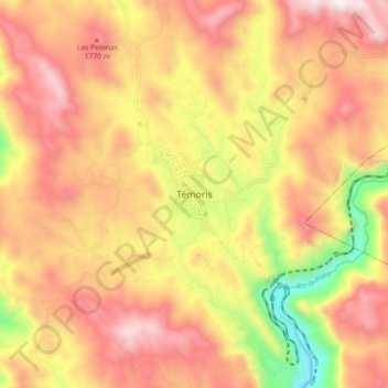 Mapa topográfico Témoris, altitud, relieve