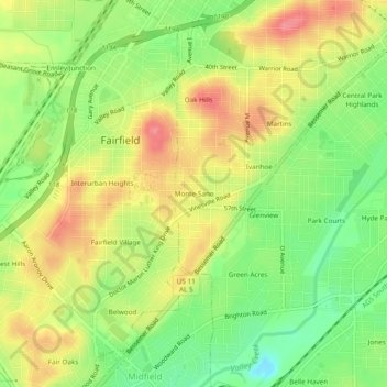 Mapa topográfico Monte-Sano, altitud, relieve