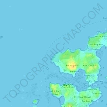 Mapa topográfico Ot Plat, altitud, relieve