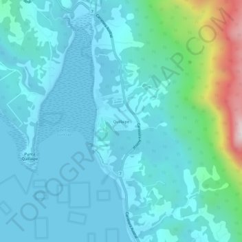 Mapa topográfico Quillaipe, altitud, relieve
