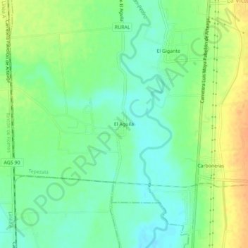 Mapa topográfico El Aguila, altitud, relieve