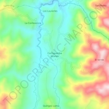 Mapa topográfico Cochapamba Grande, altitud, relieve