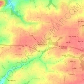 Mapa topográfico Koh-Koëd, altitud, relieve