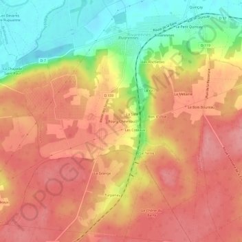 Mapa topográfico Bourg Chevreau, altitud, relieve