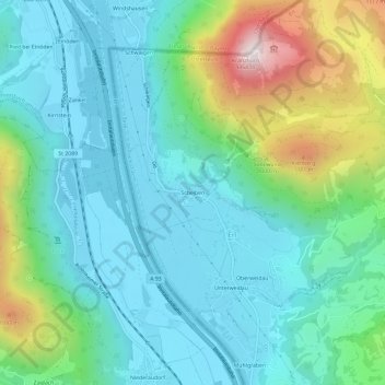 Mapa topográfico Scheiben, altitud, relieve