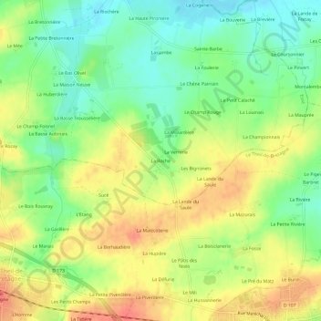 Mapa topográfico La Roche, altitud, relieve