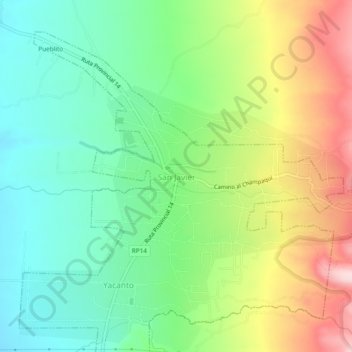 Mapa topográfico San Javier, altitud, relieve