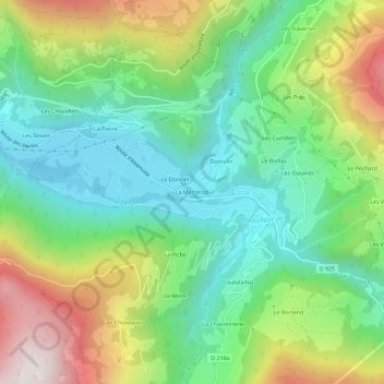 Mapa topográfico La Marzellaz, altitud, relieve