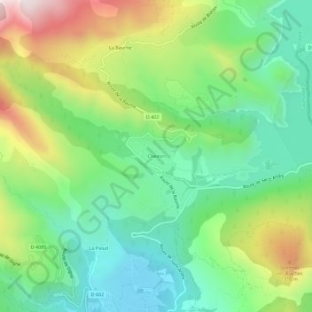 Mapa topográfico Cheiron, altitud, relieve