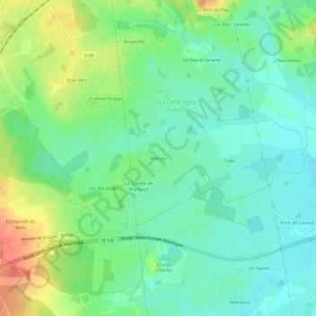 Mapa topográfico Manaly, altitud, relieve