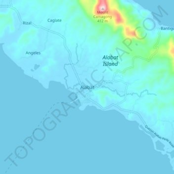 Mapa topográfico Alabat, altitud, relieve