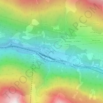Mapa topográfico La Praz, altitud, relieve