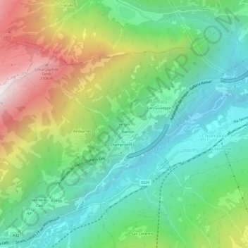 Mapa topográfico Verger, altitud, relieve