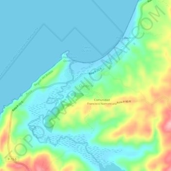 Mapa topográfico Quidico, altitud, relieve
