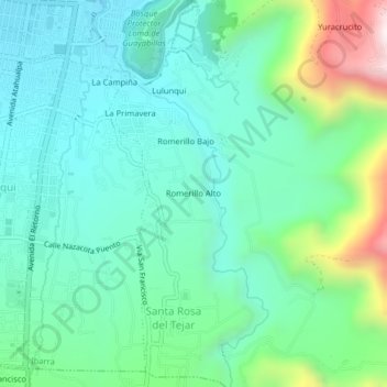Mapa topográfico Romerillo Alto, altitud, relieve