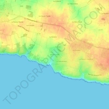 Mapa topográfico Le Portmain, altitud, relieve