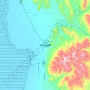 Mapa topográfico Challapata, altitud, relieve
