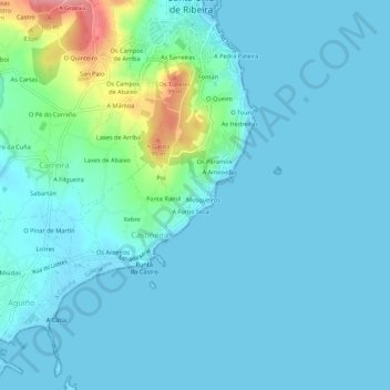 Mapa topográfico A Revolta, altitud, relieve
