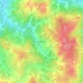 Mapa topográfico Aldeia da Dona, altitud, relieve