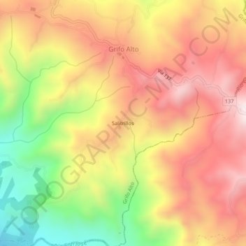 Mapa topográfico Salitrillos, altitud, relieve