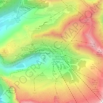 Mapa topográfico Flaine, altitud, relieve