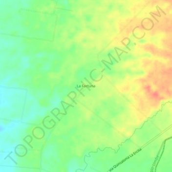 Mapa topográfico La Fortuna, altitud, relieve