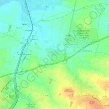 Mapa topográfico Usseau, altitud, relieve