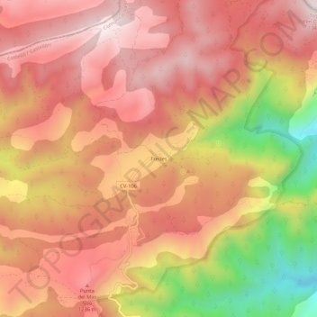 Mapa topográfico Fredes, altitud, relieve