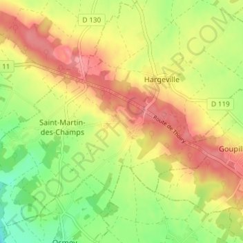 Mapa topográfico Elleville, altitud, relieve