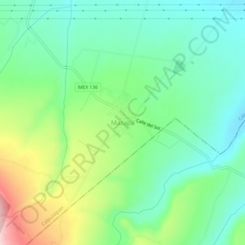 Mapa topográfico Mazapa, altitud, relieve