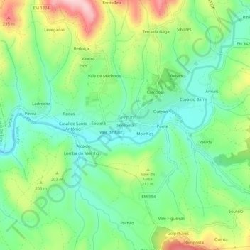 Mapa topográfico Serobela, altitud, relieve