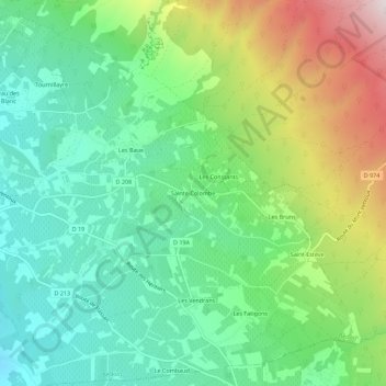 Mapa topográfico Sainte-Colombe, altitud, relieve