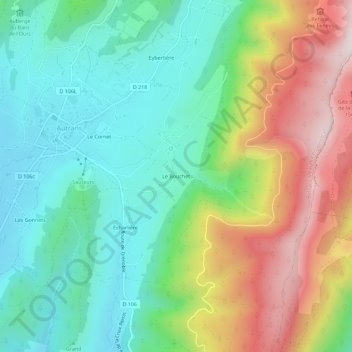 Mapa topográfico Le Bouchet, altitud, relieve