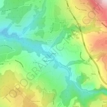 Mapa topográfico Chosal, altitud, relieve
