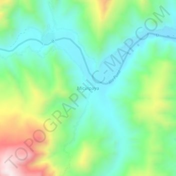 Mapa topográfico Miculpaya, altitud, relieve