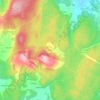 Mapa topográfico Prado, altitud, relieve