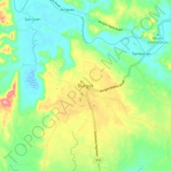 Mapa topográfico Burgos, altitud, relieve
