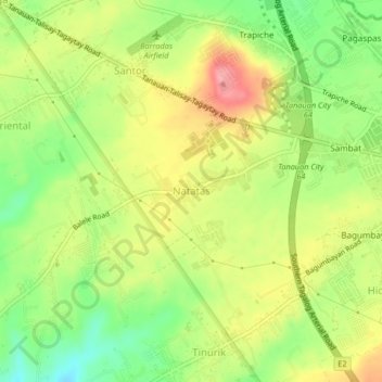 Mapa topográfico Natatas, altitud, relieve